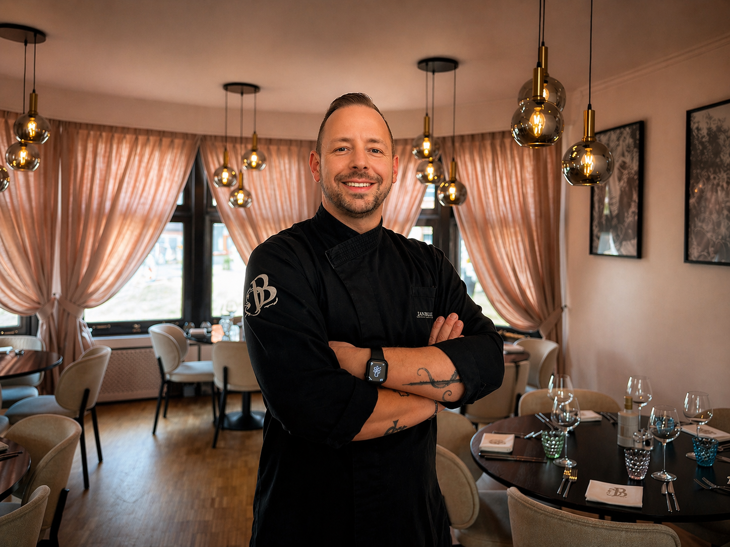 Chef Jan in de zaal van Da Barone